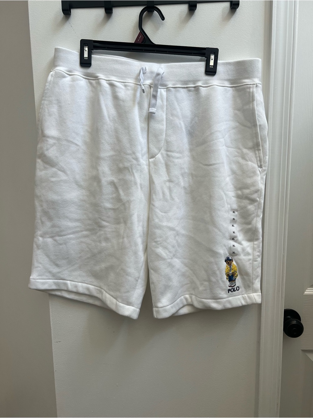 Polo by Ralph Lauren Men’s White Cotton Fleece Shorts with Polo Bear NWT XL